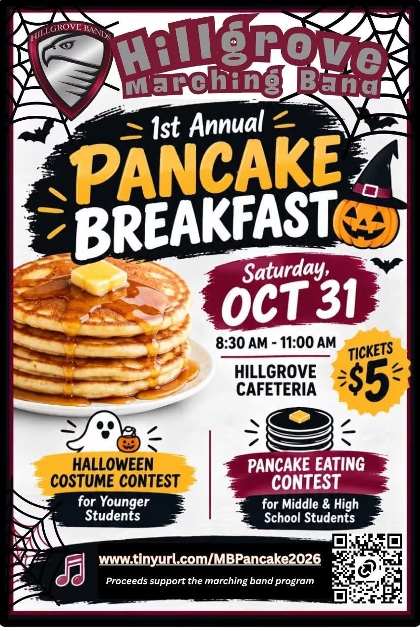 Hillgrove Marching Band Pancake Breakfast flyer